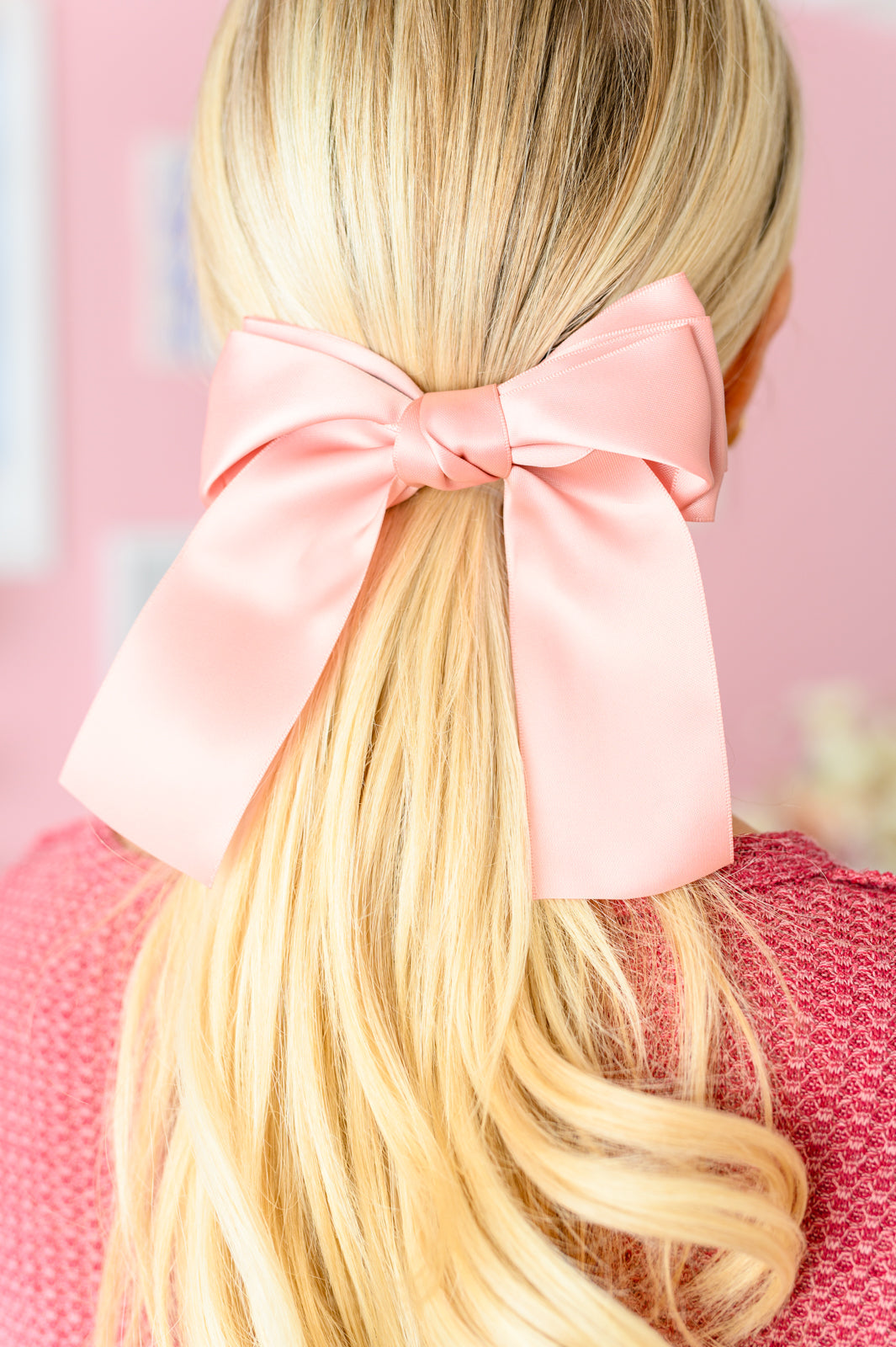 Pink Ribbon Bow Hair Clip