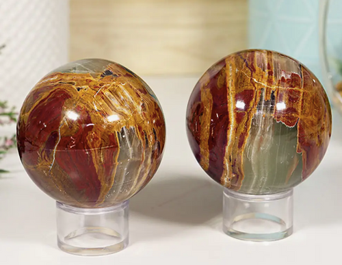 #P344 Natural Red and Green Onyx Sphere - Gemstone Spheres