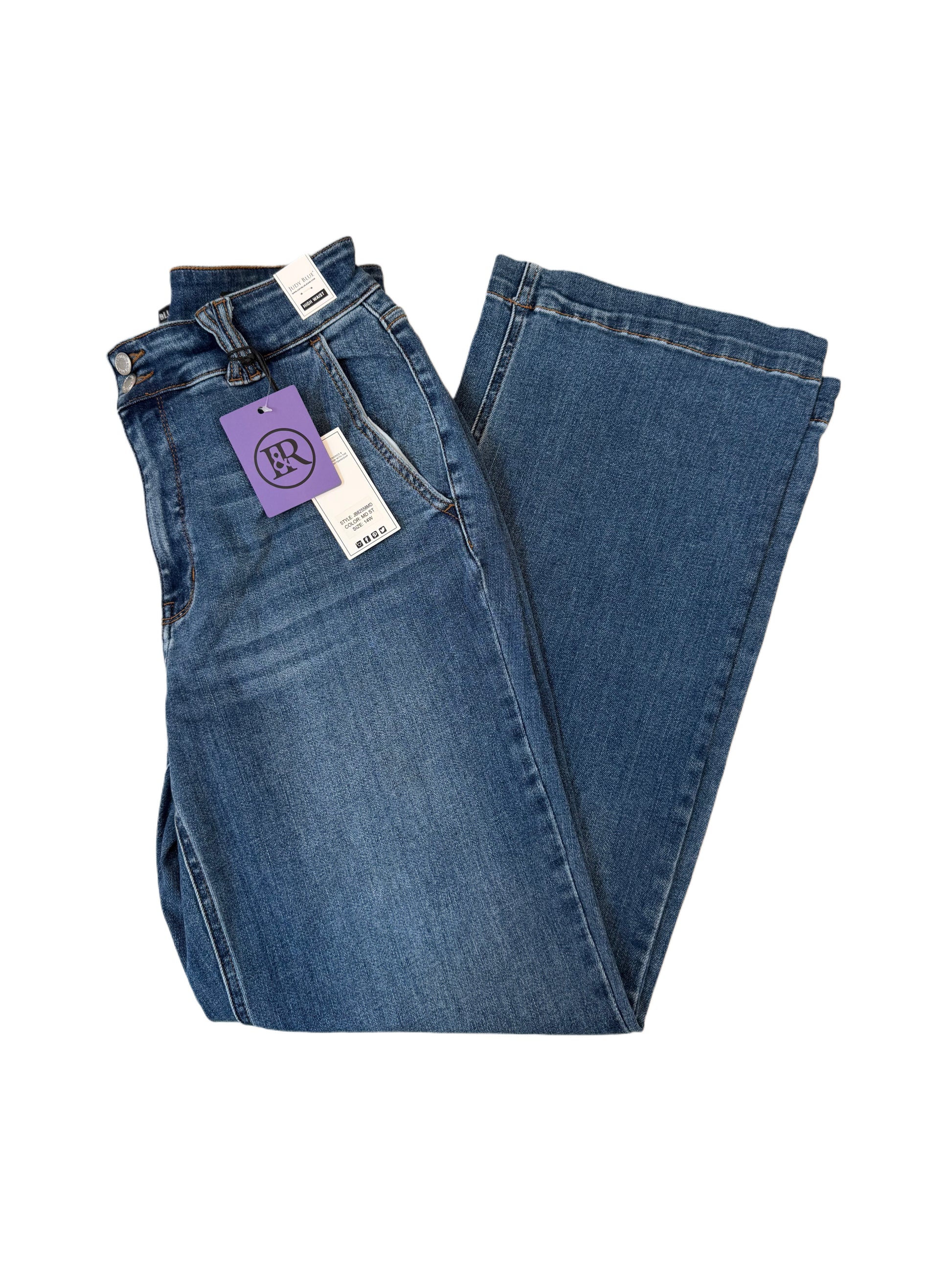 #P826 Crystal High Waist Wide Leg Judy Blue Denim