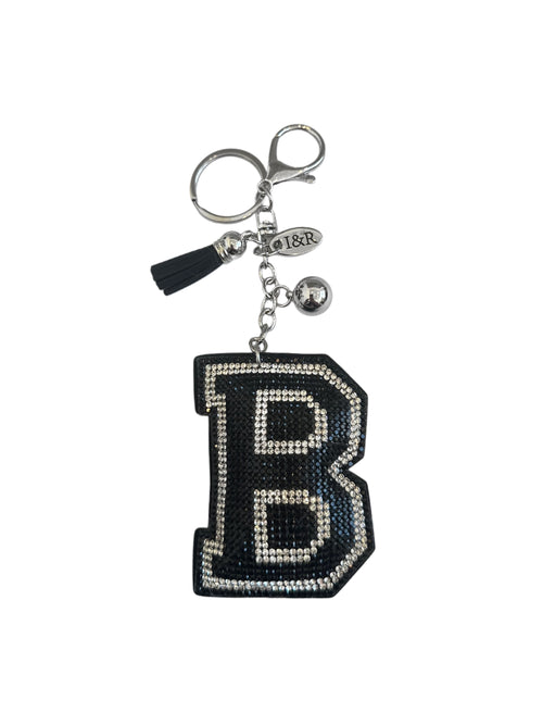 Iris Black Studs Initial Letters Charms Decorative with Keychain (#CL13)