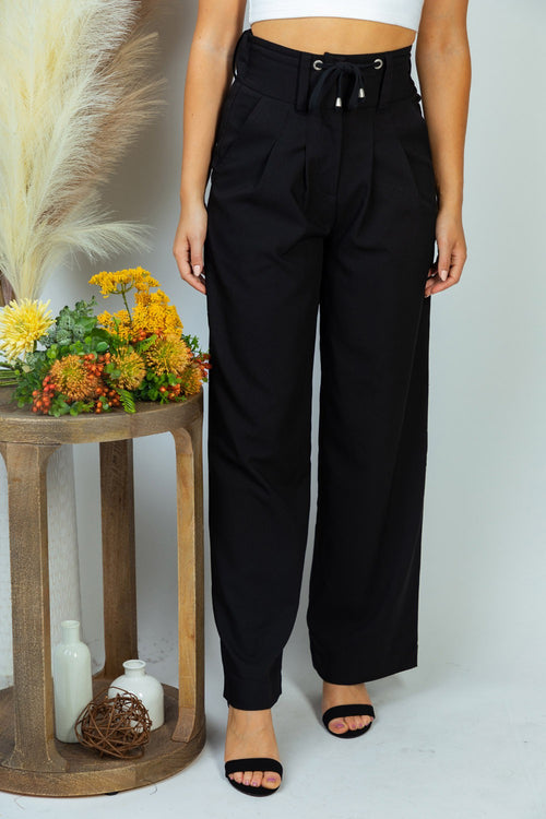 #P889 High Waisted Solid Woven Pant