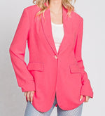 Neon Color One-Button Classy Blazer