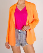 Neon Color One-Button Classy Blazer