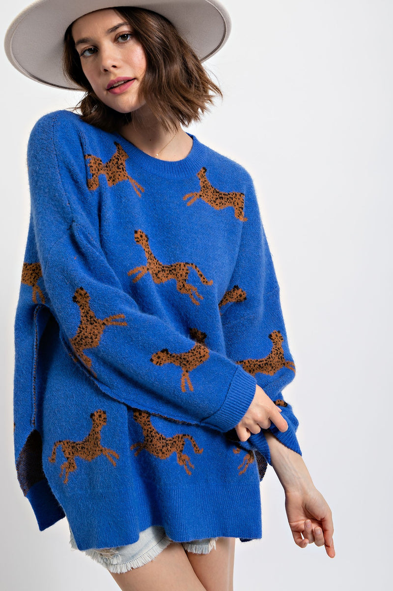 #P848 CHEETAH PATTERNED SWEATER