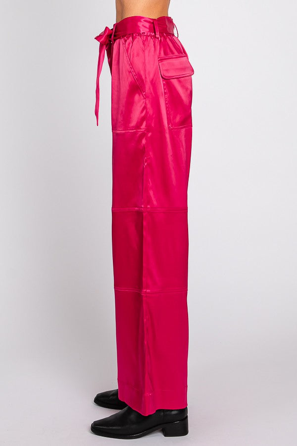 Satin Cargo Pants