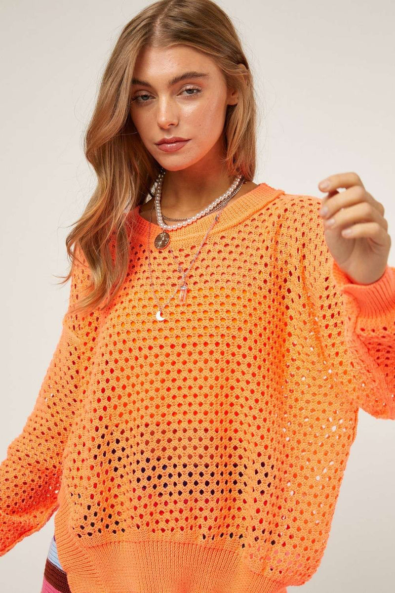 #P852 One side Split Hem Sweater Top