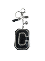 Iris Black Studs Initial Letters Charms Decorative with Keychain (#CL13)