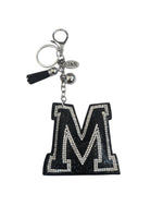 Iris Black Studs Initial Letters Charms Decorative with Keychain (#CL13)