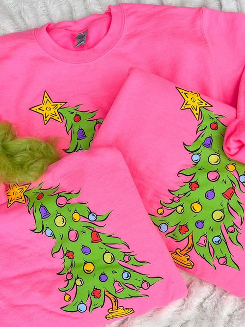 Who Christmas Tree | Neon Pink | Sweatshirt