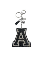 Iris Black Studs Initial Letters Charms Decorative with Keychain (#CL13)