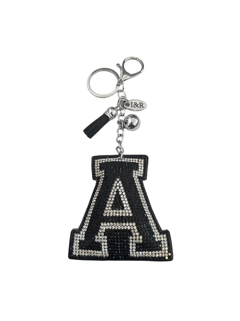 Iris Black Studs Initial Letters Charms Decorative with Keychain (#CL13)