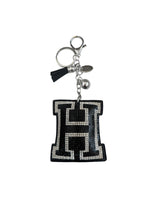 Iris Black Studs Initial Letters Charms Decorative with Keychain (#CL13)