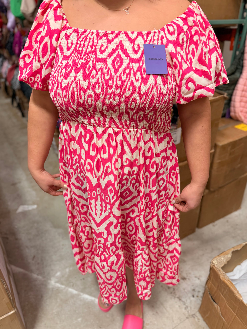 Geometric Print Midi Dress