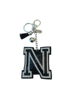 Iris Black Studs Initial Letters Charms Decorative with Keychain (#CL13)