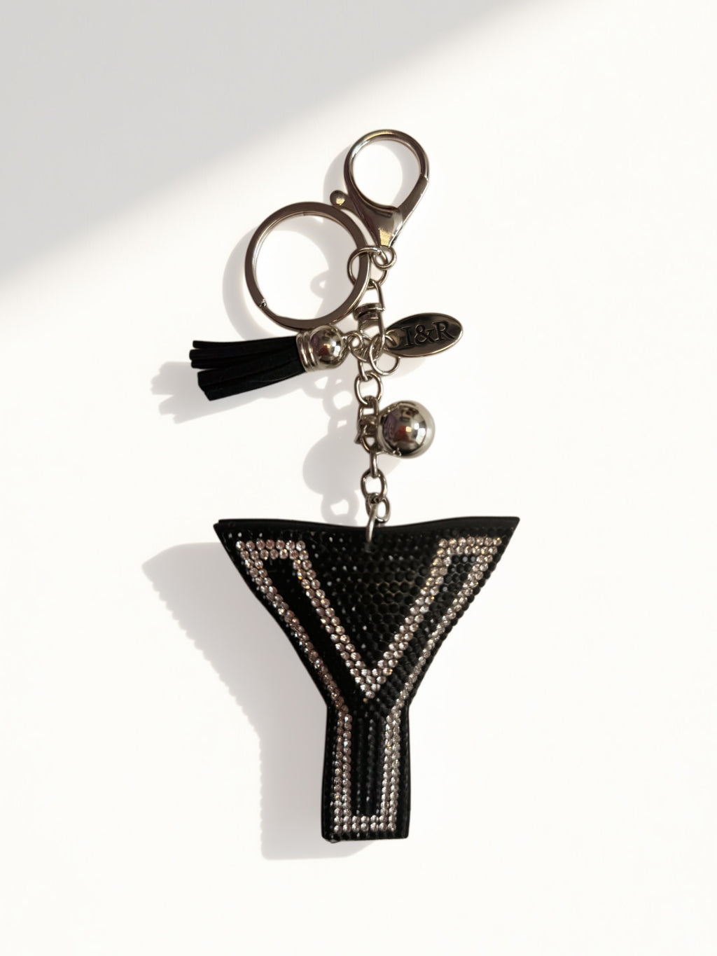 Iris Black Studs Initial Letters Charms Decorative with Keychain (#CL13) By Iris & Rainbow