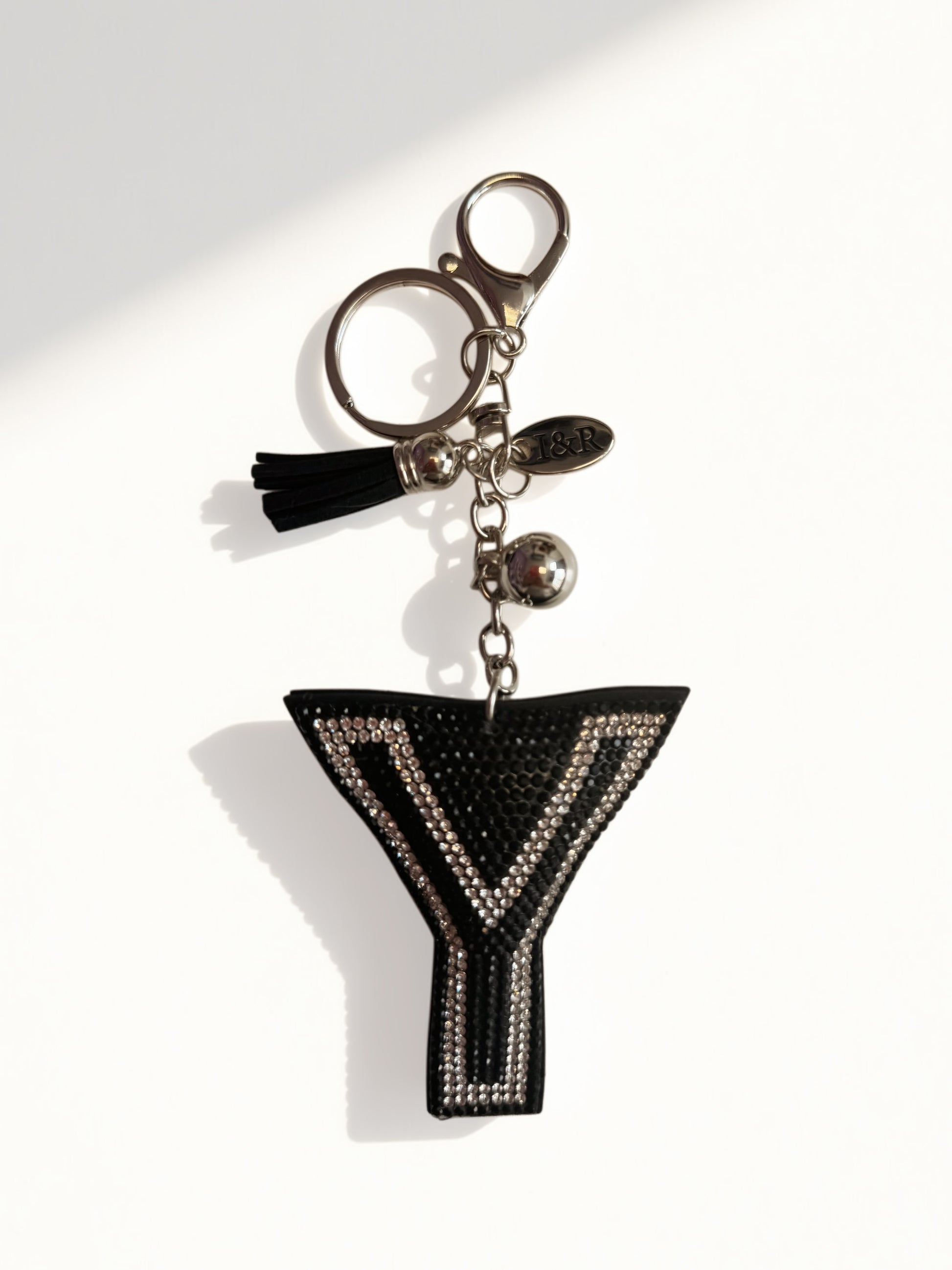 Iris Black Studs Initial Letters Charms Decorative with Keychain (#CL13) By Iris & Rainbow