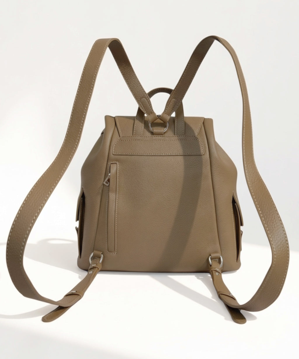 The Iris Trendy Leather Backpack Top-grain cowhide (#3001) By Iris & Rainbow