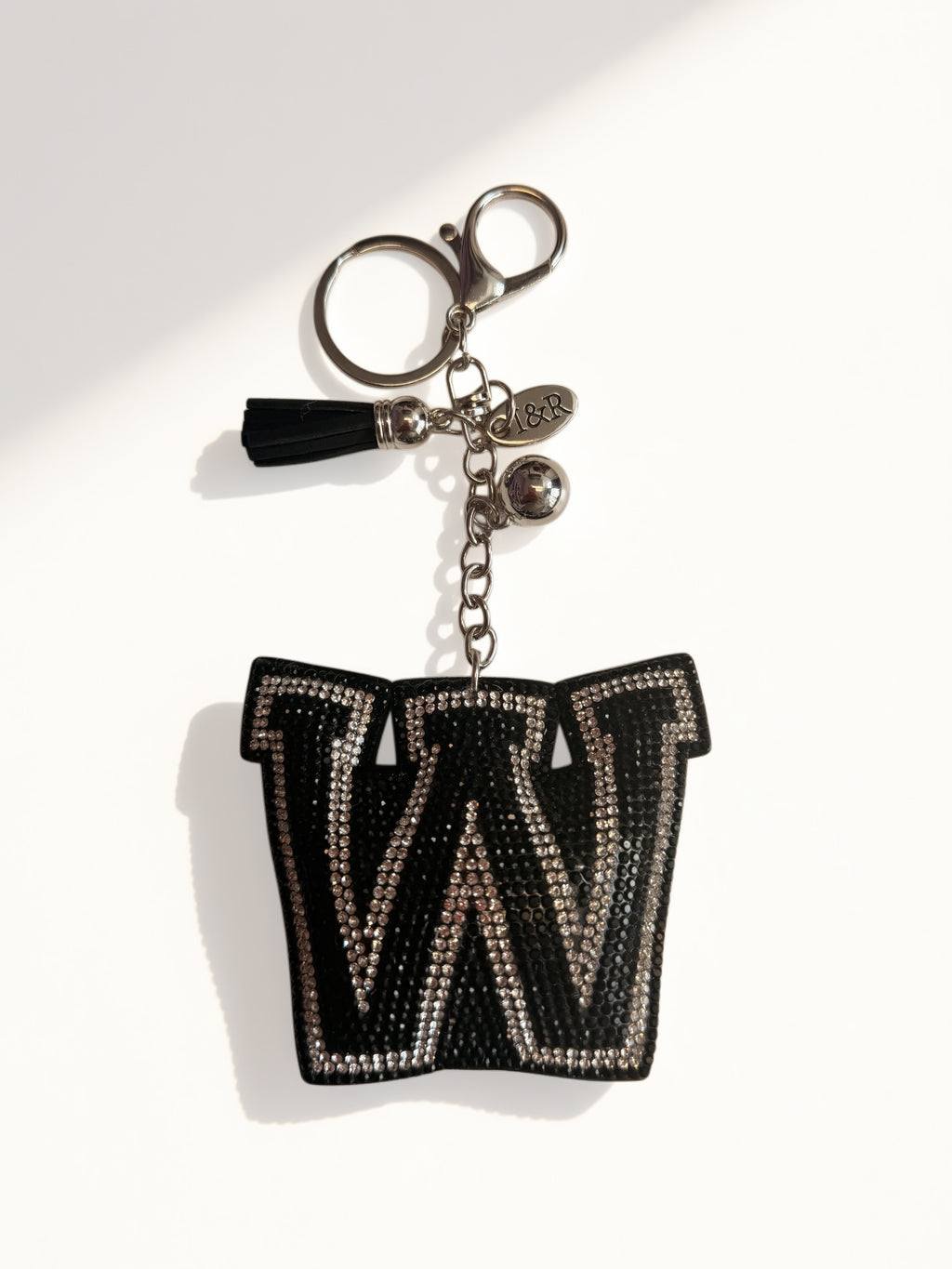 Iris Black Studs Initial Letters Charms Decorative with Keychain (#CL13) By Iris & Rainbow