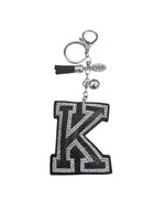 Iris Black Studs Initial Letters Charms Decorative with Keychain (#CL13)