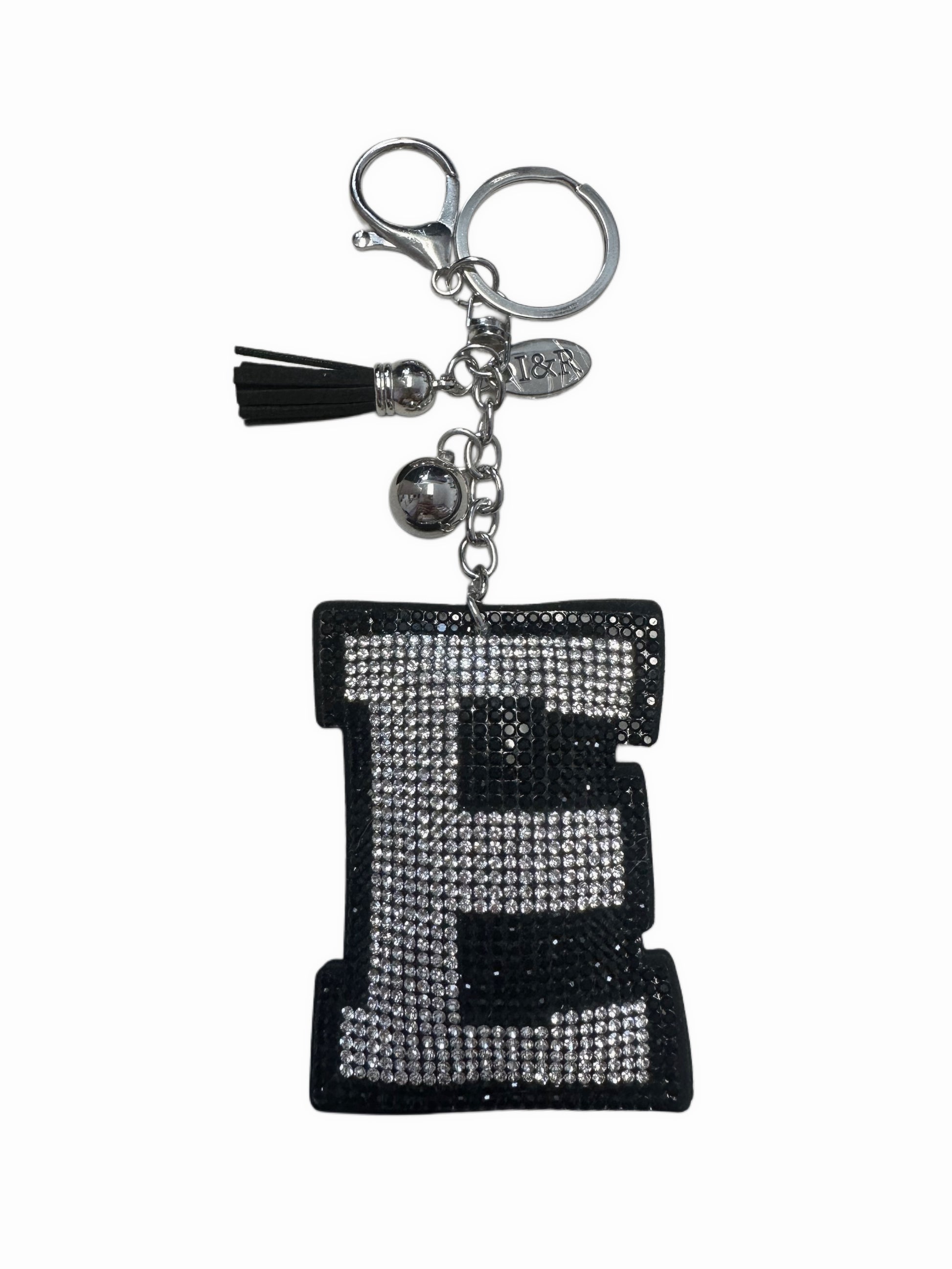 Iris Black Studs Initial Letters Charms Decorative with Keychain (#CL13) By Iris & Rainbow
