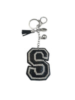 Iris Black Studs Initial Letters Charms Decorative with Keychain (#CL13)