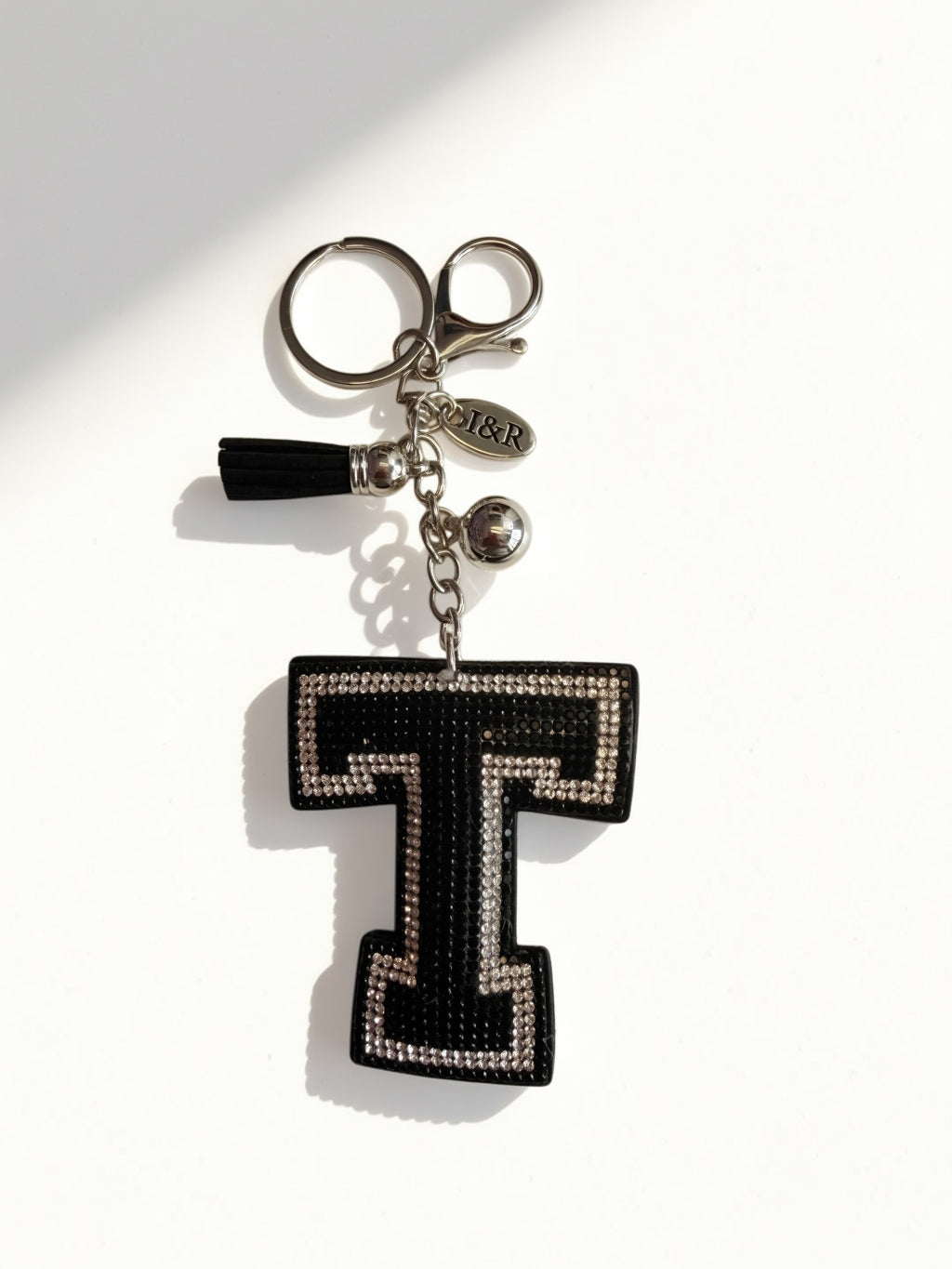 Iris Black Studs Initial Letters Charms Decorative with Keychain (#CL13) By Iris & Rainbow