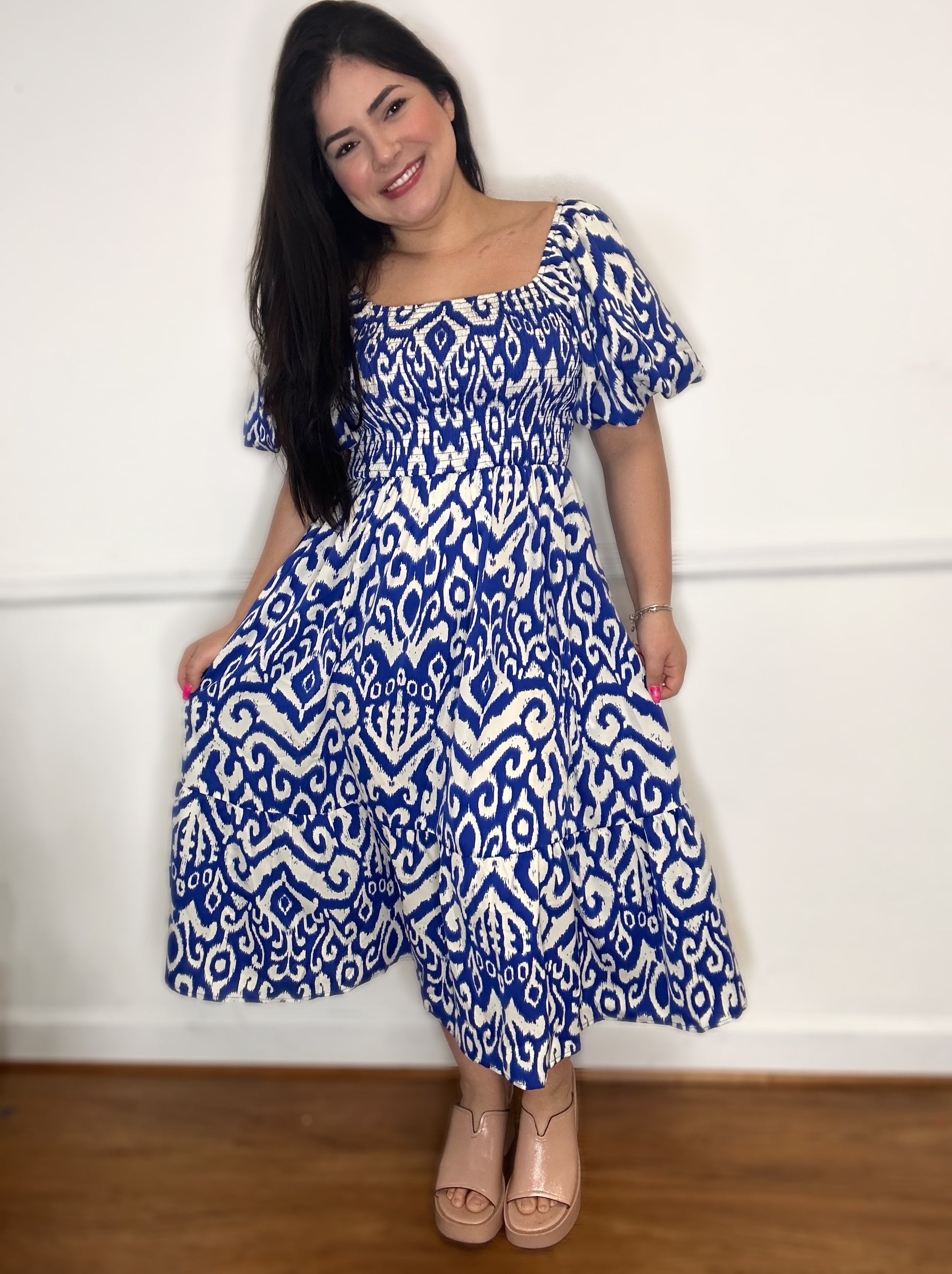 Geometric Print Midi Dress