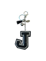 Iris Black Studs Initial Letters Charms Decorative with Keychain (#CL13)