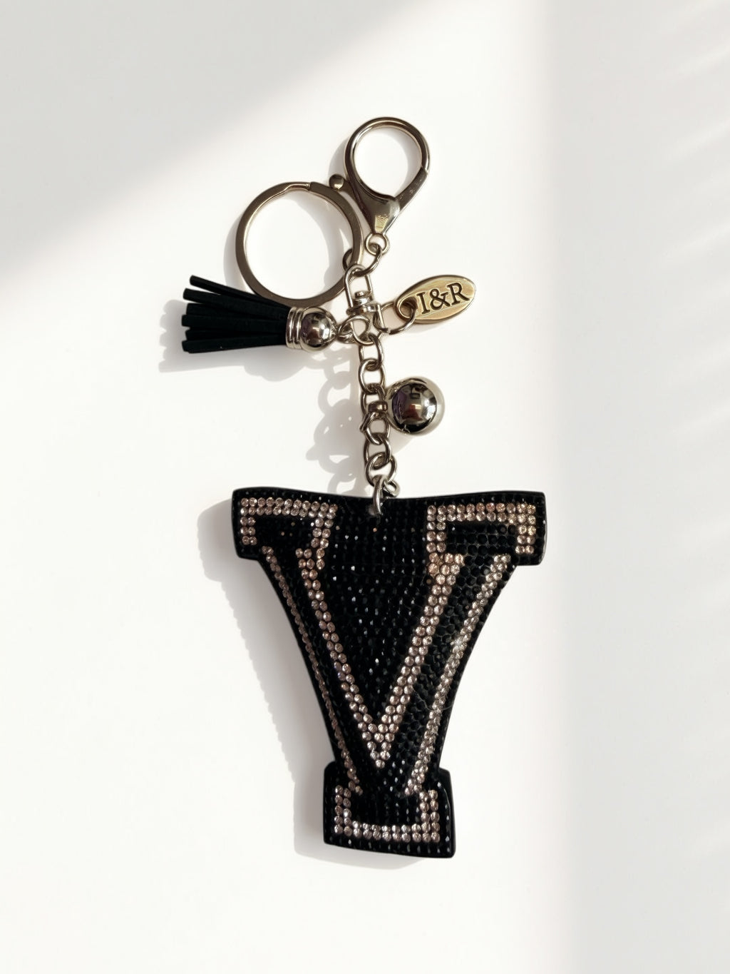 Iris Black Studs Initial Letters Charms Decorative with Keychain (#CL13) By Iris & Rainbow