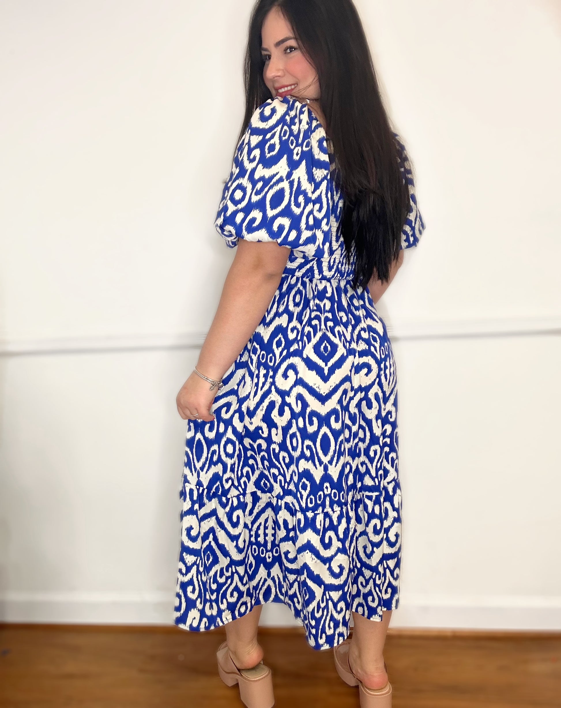 Geometric Print Midi Dress