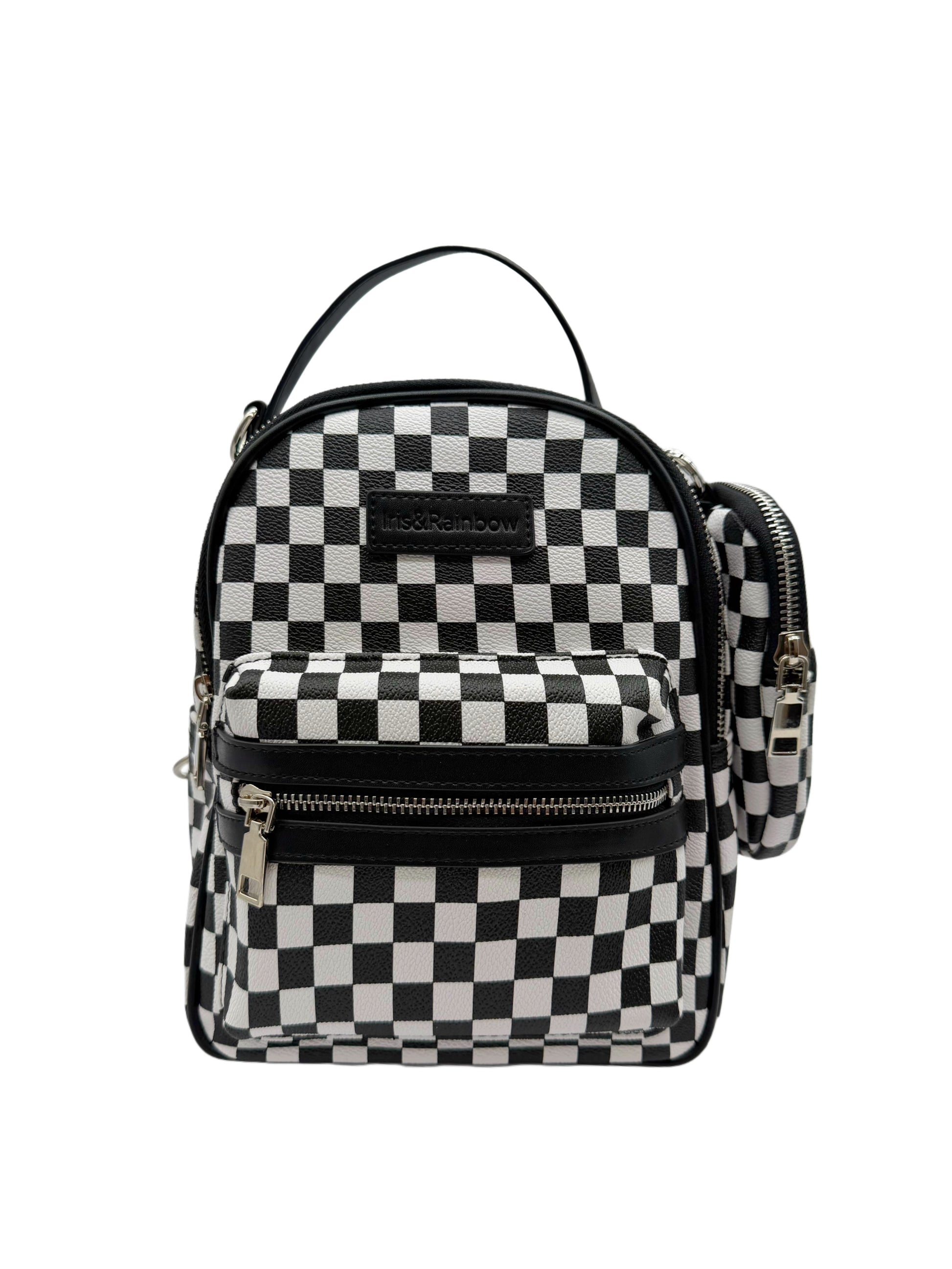 black leather checkered backpack The Iris Street Chic Mini Backpack Faux Leather (#9010) By Iris & Rain – Iris & Rainbow Boutique
