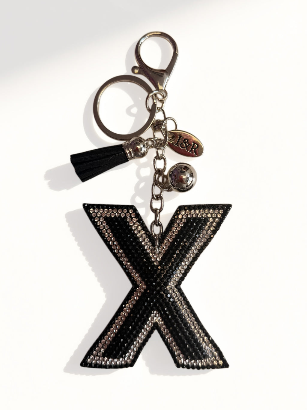 Iris Black Studs Initial Letters Charms Decorative with Keychain (#CL13) By Iris & Rainbow
