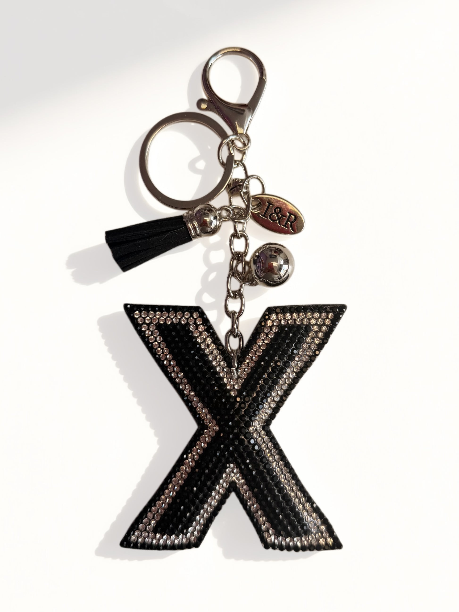 Iris Black Studs Initial Letters Charms Decorative with Keychain (#CL13) By Iris & Rainbow