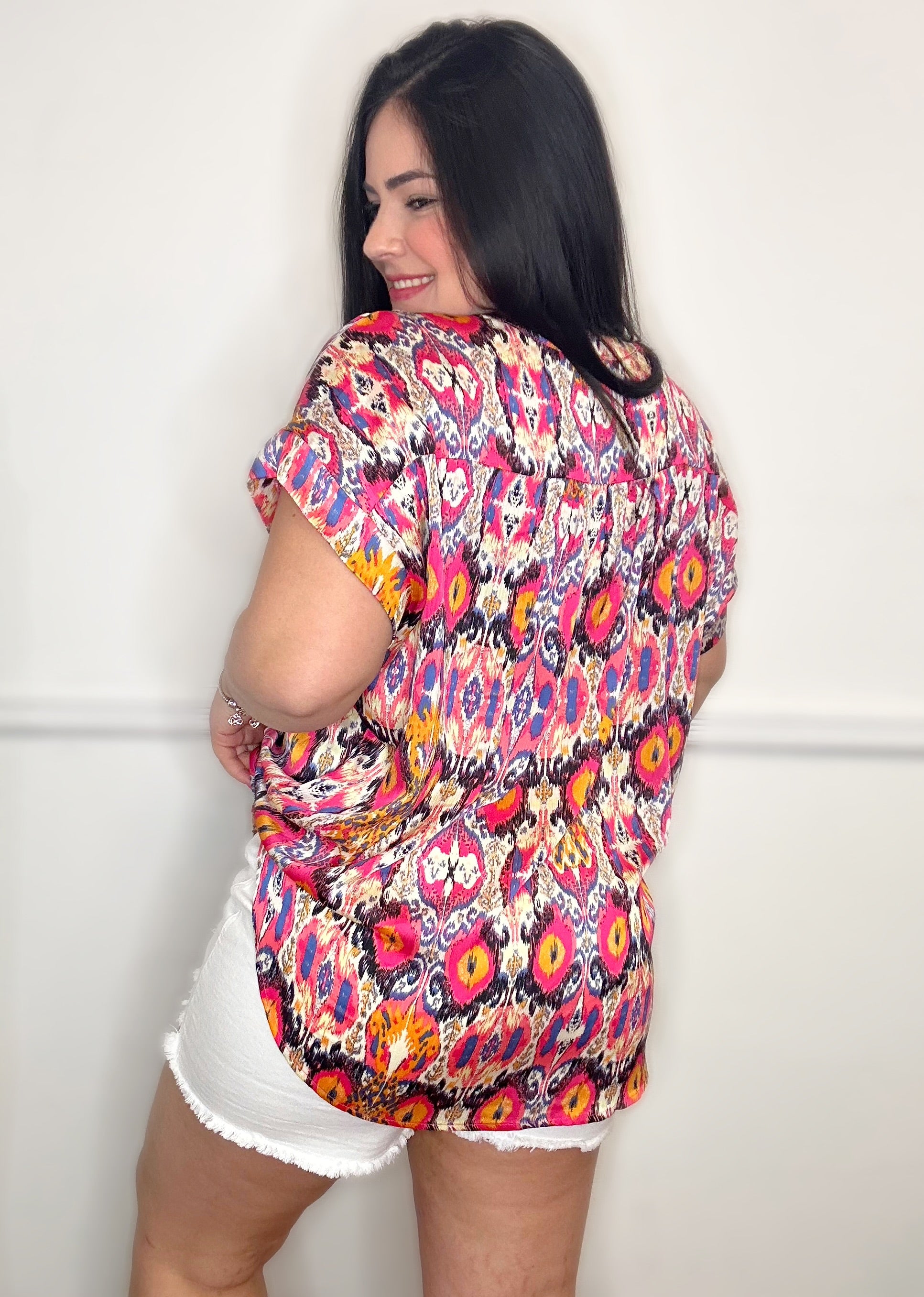 Fushia Mix Print Top