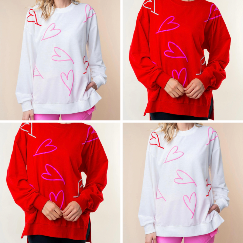 Heart Sweatshirt Top Cute Cotton Womenswear