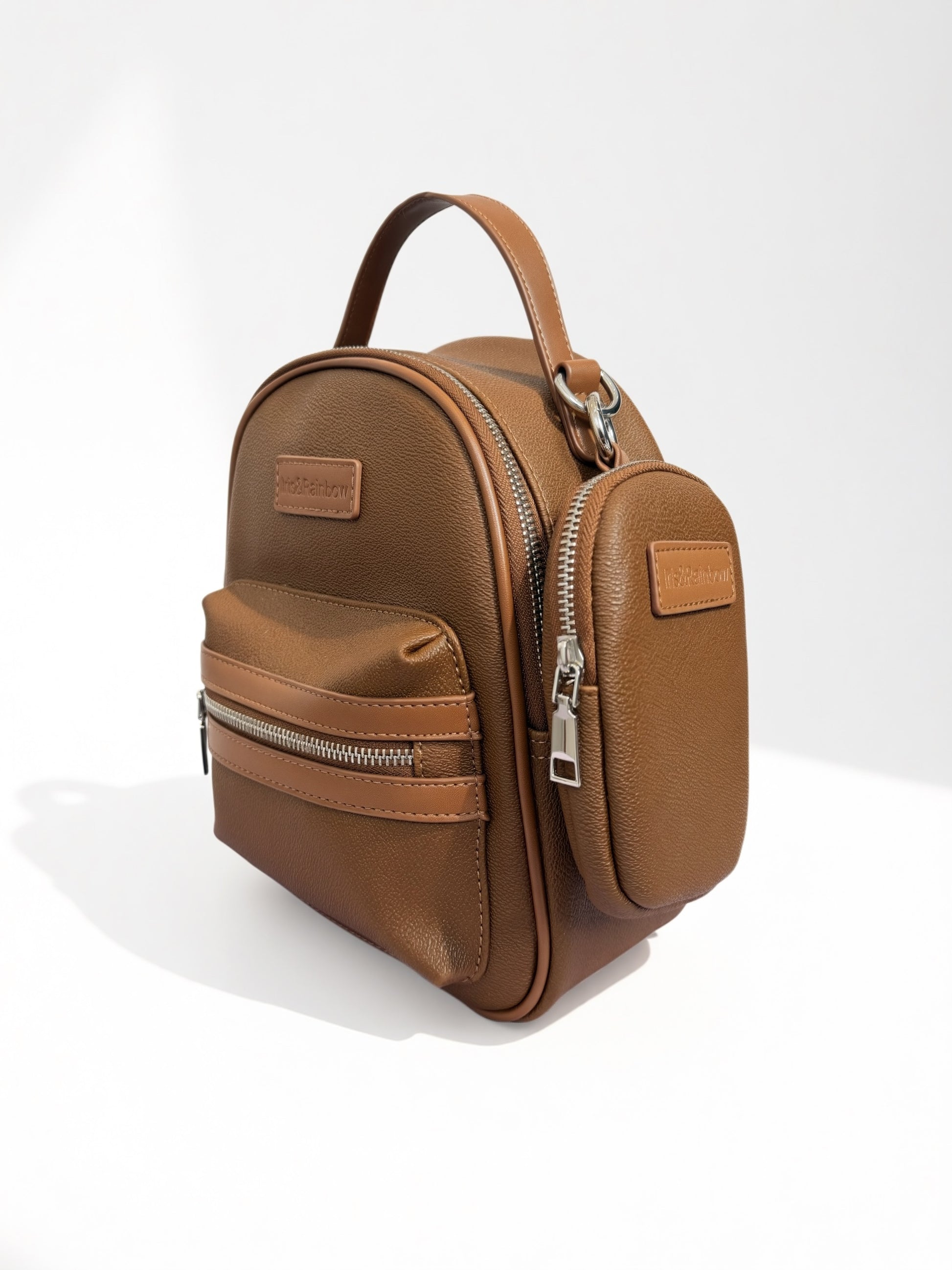 brown faux leather mini backpack Ella quality materials for durability Mini Faux Leather Backpack Vegan