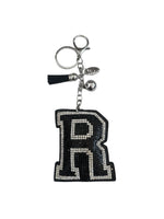 Iris Black Studs Initial Letters Charms Decorative with Keychain (#CL13)