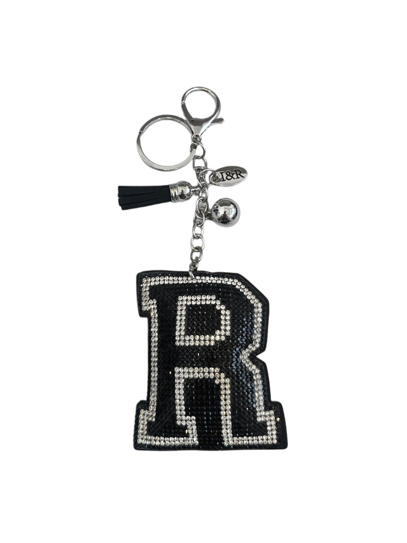 Iris Black Studs Initial Letters Charms Decorative with Keychain (#CL13)