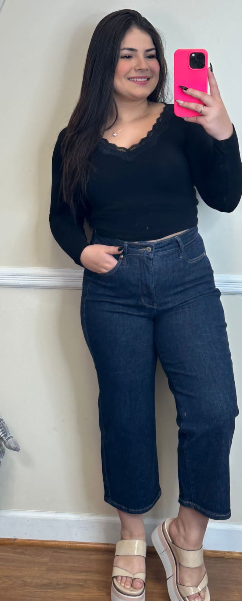 #P942 Martha Tummy Control Tailored Crop Wide Jeans