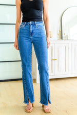 Caitlin High Rise Split Hem Straight Jeans*