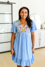 Cynthia V-Neck Embroidered Sundress*