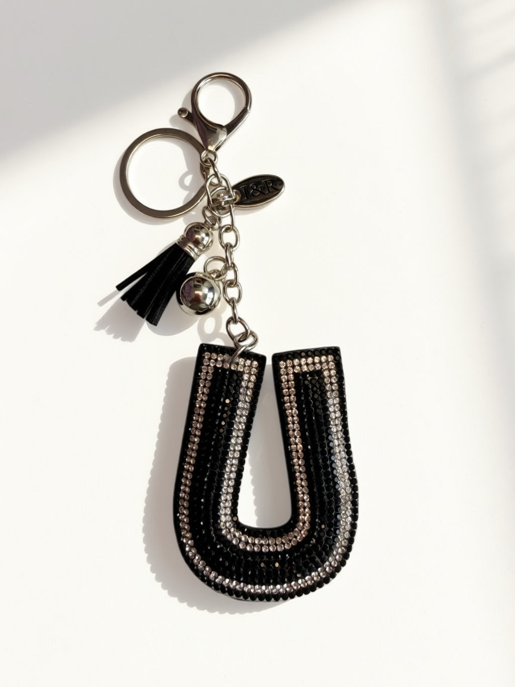Iris Black Studs Initial Letters Charms Decorative with Keychain (#CL13) By Iris & Rainbow