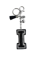 Iris Black Studs Initial Letters Charms Decorative with Keychain (#CL13)