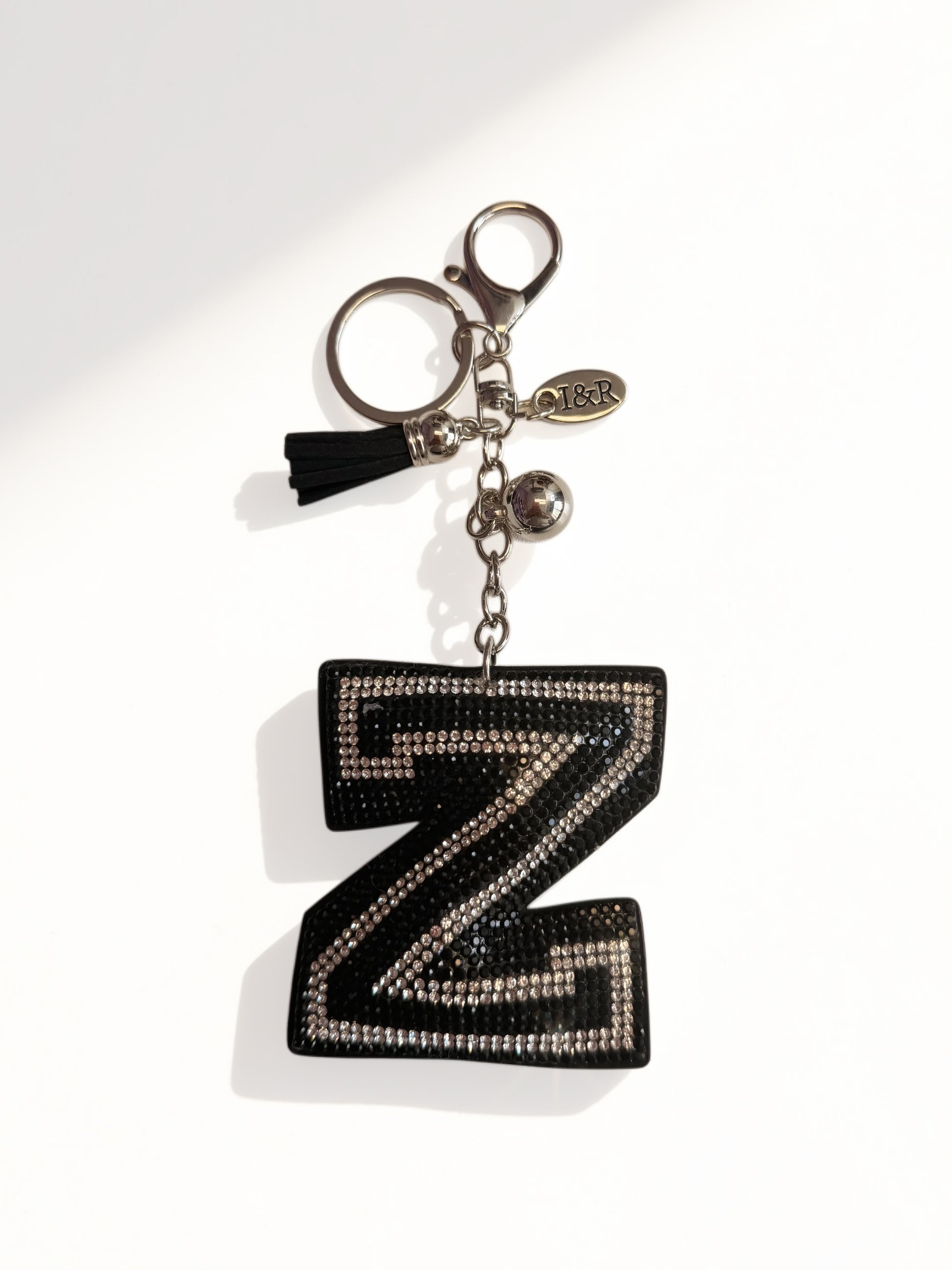 Iris Black Studs Initial Letters Charms Decorative with Keychain (#CL13) By Iris & Rainbow