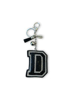 Iris Black Studs Initial Letters Charms Decorative with Keychain (#CL13)