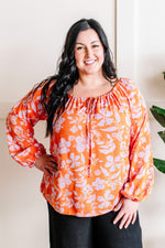 Tangerine Hibiscus Blouse*