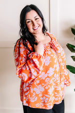 Tangerine Hibiscus Blouse*