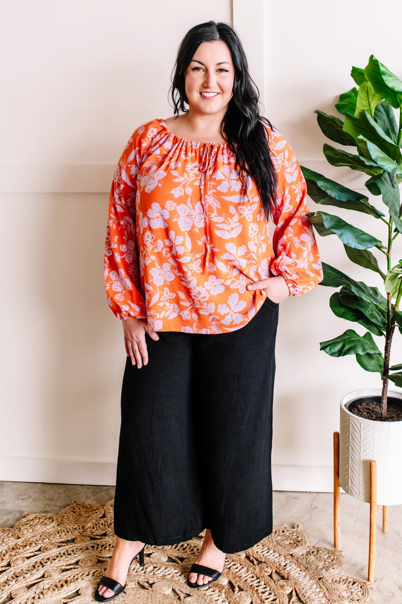 Tangerine Hibiscus Blouse*