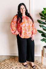 Tangerine Hibiscus Blouse*