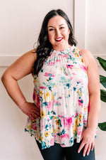 Tiered Tie Back Sleeveless Blouse In Easter Florals*